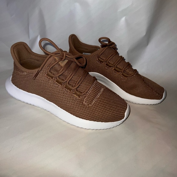 New Adidas Tubular Shadow Knit Sneaker in Beige Sand - Picture 2 of 5